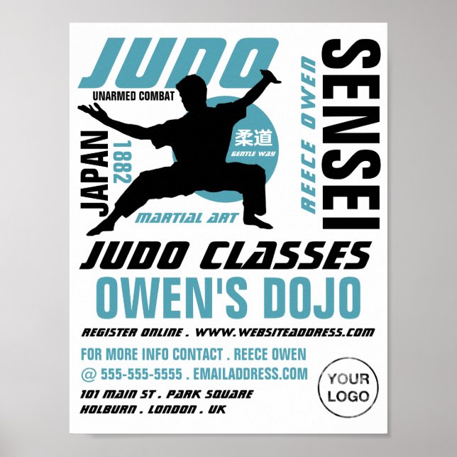 Póster Diseño de judo, publicidad de clases de judo (Frente)