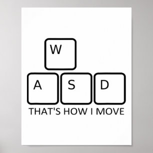 Póster Diseño de juego Wasd - Teclado de jugador de PC ic