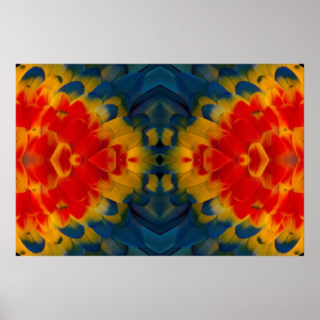 Póster Diseño de Kaleidoscope Scarlet Macaw (Frente)
