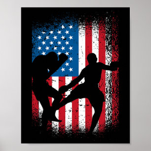 Póster Diseño de kickboxing de la bandera de EE. UU. para