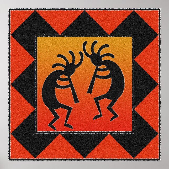Póster Diseño de Kokopelli Dancing Southwest (Frente)