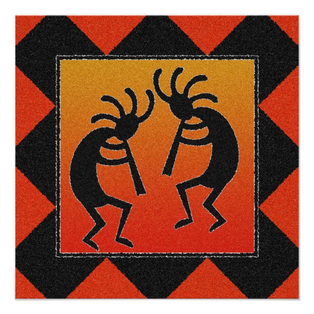 Póster Diseño de Kokopelli Dancing Southwest (Anverso)