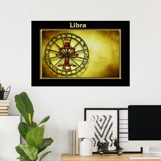 Póster Diseño de la astrología libra Zodiac (Oficina en casa)