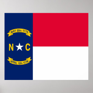 Póster Diseño de la bandera del estado de Carolina del No