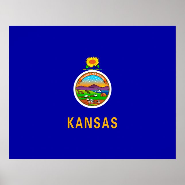 Póster Diseño de la bandera del estado de Kansas (Frente)