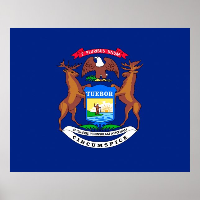 Póster Diseño de la bandera del estado de Michigan (Frente)