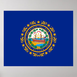 Póster Diseño de la bandera del estado de New Hampshire