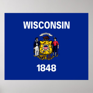 Póster Diseño de la bandera del estado de Wisconsin