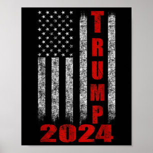 Póster Diseño de la bandera estadounidense Trump 2024