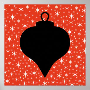 Póster Diseño de la chuchería del navidad en negro, roj