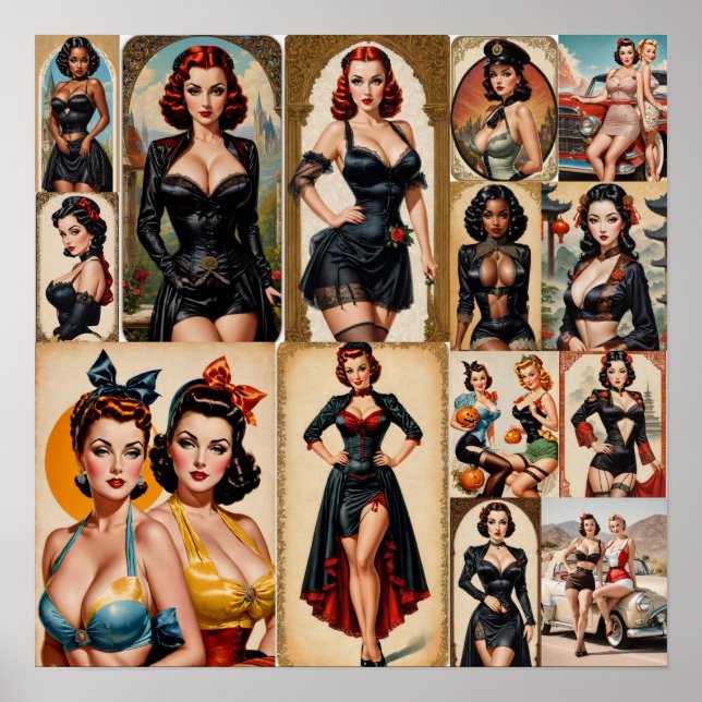 Póster Diseño de la colección de Chicas de anclaje clásic (Frente)