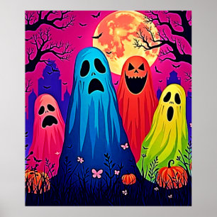 Póster Diseño de la fiesta de Halloween de Neon Ghosts