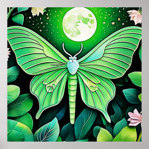 Póster Diseño de la flor de mariposa lunar