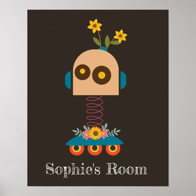 Póster Diseño de la habitación de chicas de robots pequeñ (Frente)