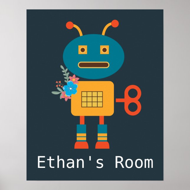 Póster Diseño de la habitación de los niños con robot lin (Frente)