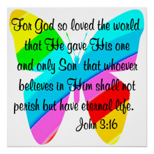 PÓSTER DISEÑO DE LA MARIPOSA DE RAINBOW JOHN 3:16