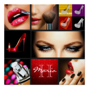 Póster Diseño de la moda del maquillaje del lápiz labial