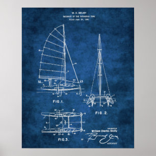 Póster Diseño de la Pared Náutica Planta Azul #6