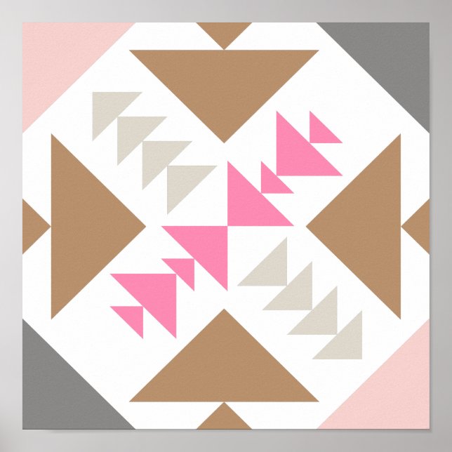 Póster Diseño de la pila geométrica moderna en rosa y cob (Frente)