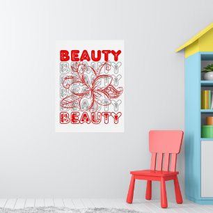 Póster Diseño de la tipografía de la línea de flores de b