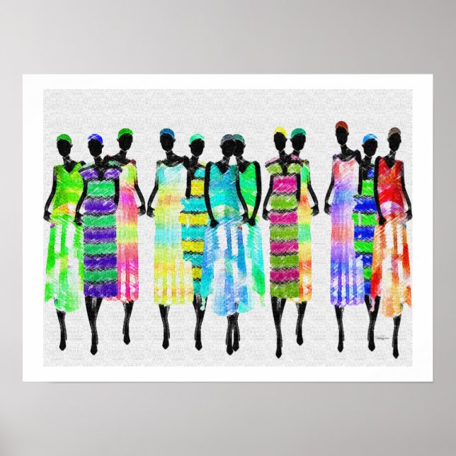 Póster Diseño de lápiz de colores para mujeres africanas (Frente)