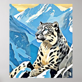 Póster Diseño de leopardo de la nieve salvaje