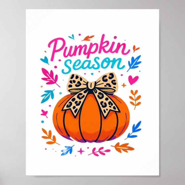 Póster Diseño de leopardo de la temporada de calabaza - A (Frente)