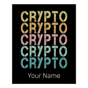 Póster Diseño De Letras De Cripto Retro Para Criptodivisa