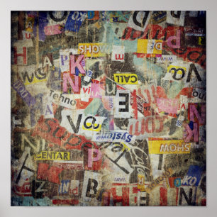 Póster Diseño de letras rasgado moderno del periódico