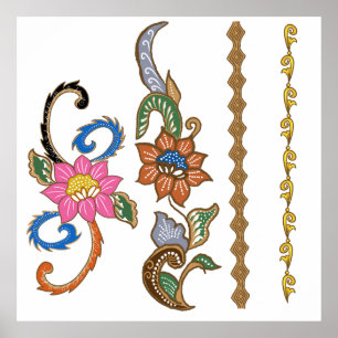Póster Diseño de los motivos de Batik