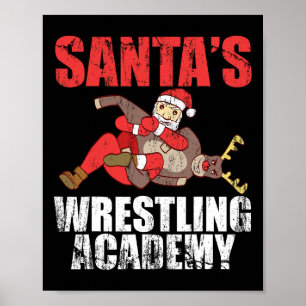 Póster Diseño de lucha de anillo de lucha libre Santa Spo