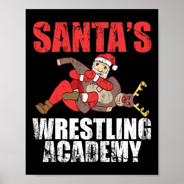 Póster Diseño de lucha de anillo de lucha libre Santa Spo (Frente)