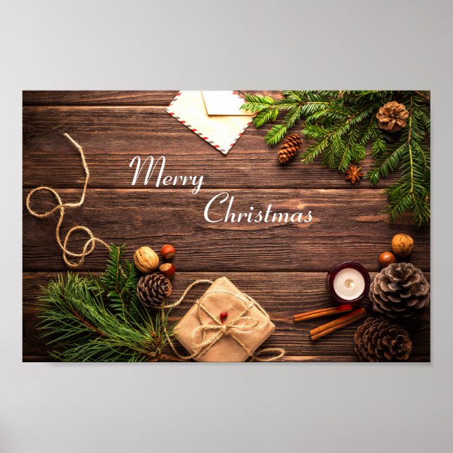 Póster Diseño de madera para navidad (Frente)