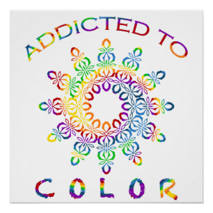 Póster Diseño de Mandala de Arcoíris Adicto al Color