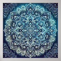 Diseño de Mandala de degradado azul