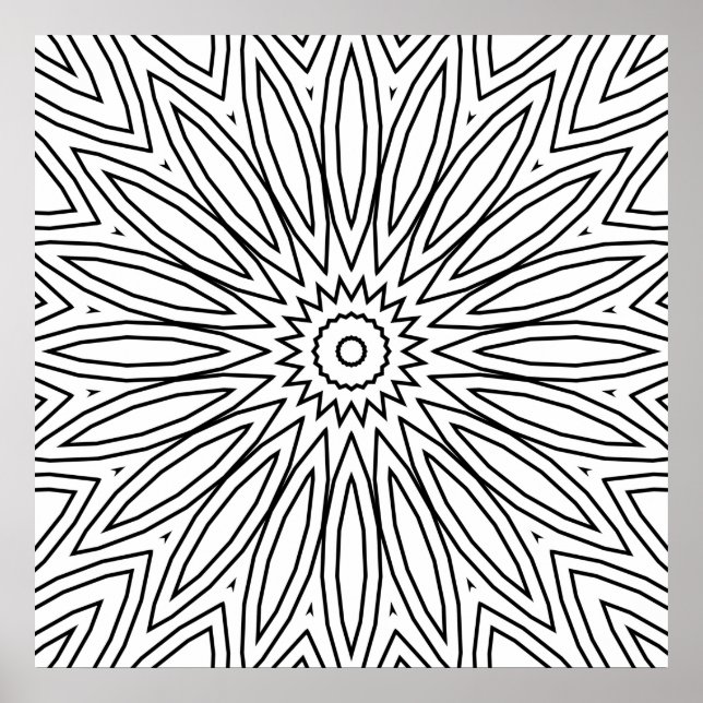 Póster Diseño de Mandala de Explosión de Pétalos Radiante (Frente)