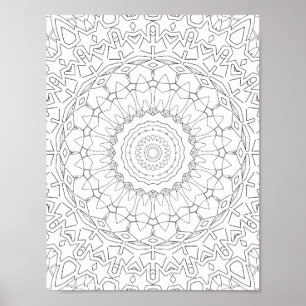 Póster Diseño de Mandala de Pétalos de Estrella Radiante