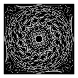 Póster Diseño de mandala en blanco y negro