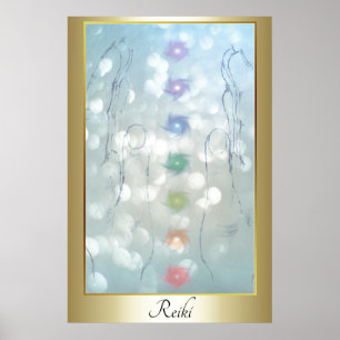 Póster Diseño de manos curadoras de Reiki