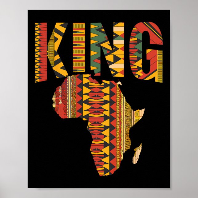 Póster Diseño de mapa del rey africano Kente Orgullo negr (Frente)