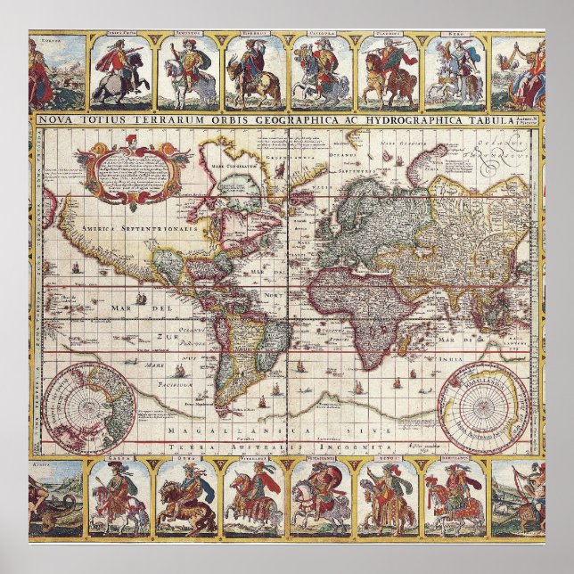 Póster Diseño de mapas de antiguos viejos tiempos de époc (Frente)