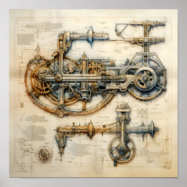 Póster Diseño de máquina intrincado