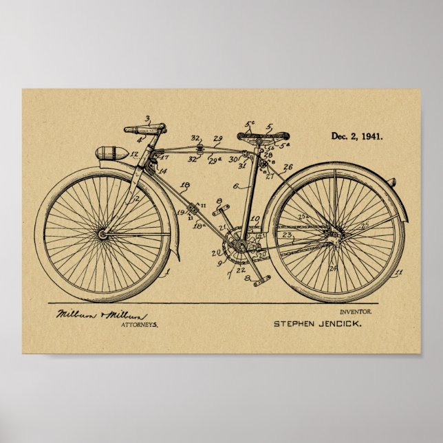 Póster Diseño de marco de bicicleta de época 1941 Impresi (Frente)