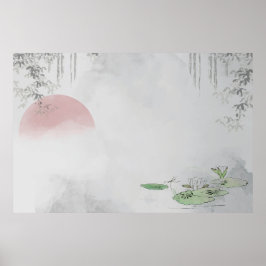 Póster Diseño de marco de hoja plana en blanco