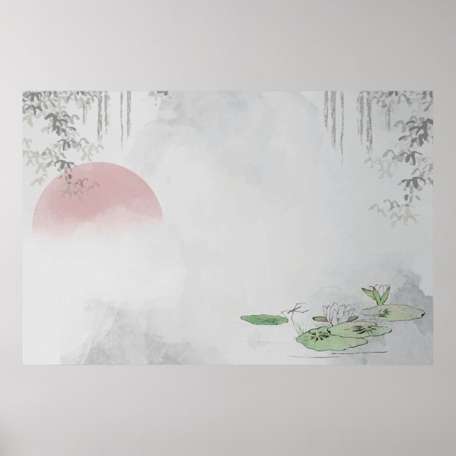 Póster Diseño de marco de hoja plana en blanco (Frente)