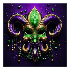 Póster Diseño de Mardi Gras Fleur De Lis