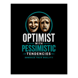 Póster Diseño de máscara de dualidad optimista vs pesimis