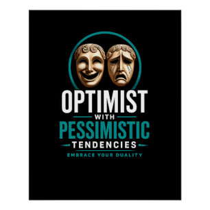 Póster Diseño de máscara de dualidad optimista vs pesimis