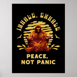 Póster Diseño de Meditación de Bigfoot Paz No Pánico