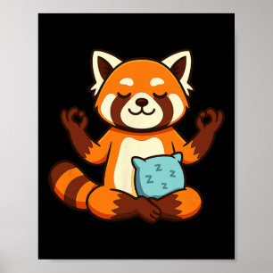 Póster Diseño de meditación zen de yoga de panda rojo